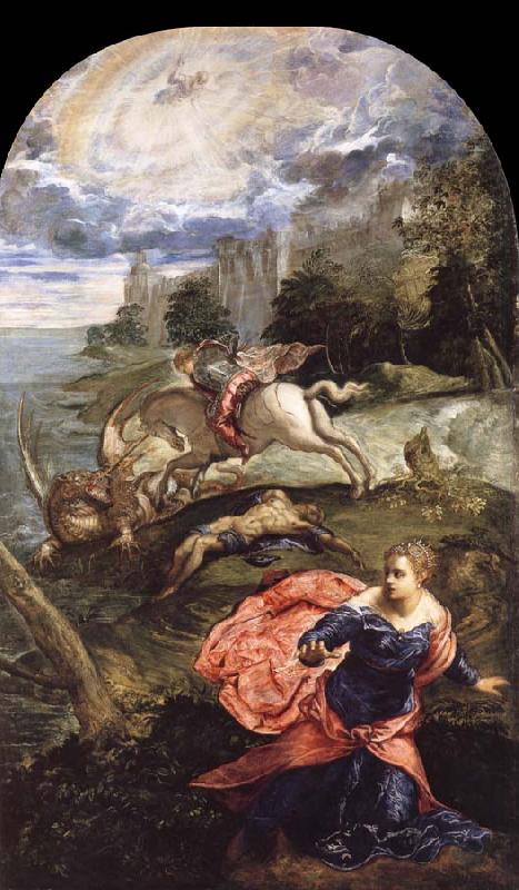 TINTORETTO, Jacopo Saint George,The Princess and the Dragon Sweden oil painting art